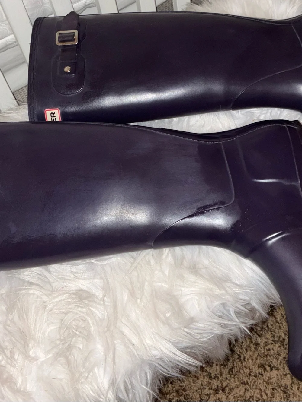 Original Hunter Tall Rubber Boots in Deep Purple Sz 8